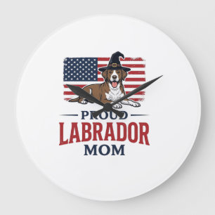 Relógio Grande Camisa Proud Labrador Mom Patriótica de Halloween