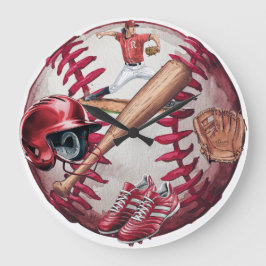 Relógio Grande Camisa-T básica de homens da temporada de beisebol