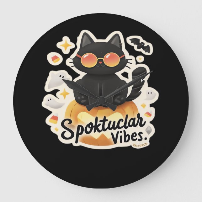 Relógio Grande Camisa-T Extrema De Abóbora De Gato Negro (Frente)