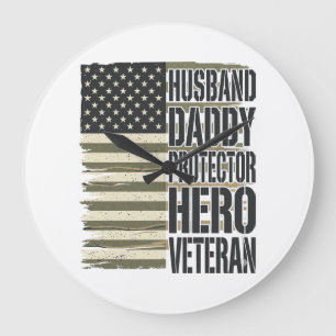 Relógio Grande Camisa Veterano Marido Papai Protetor Herói Bandei
