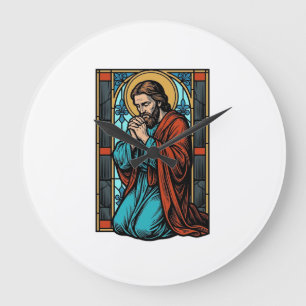 Relógio Grande Camisa Vetorial Figura Religiosa Orando Vintage De