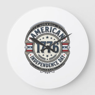Relógio Grande Camisa Vintage 1776 Dia da Independência Americana