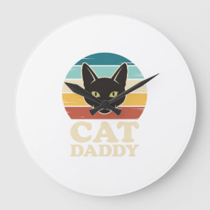 Relógio Grande Camisa Vintage Cat Daddy Black Cat Retro Sunset De