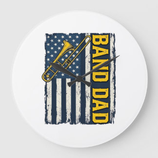 Relógio Grande Camisa Vintage da Bandeira Americana do Trombone d