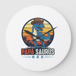 Relógio Grande Camisa Vintage de Dinossauro Cowboy Papa Saurus Re