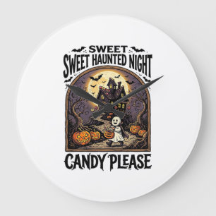 Relógio Grande Camisa Vintage de Halloween Noite de Doces Casa As