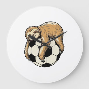 Relógio Grande Camisa Vintage de Preguiça com Bola de Futebol Des
