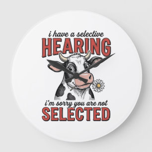 Relógio Grande Camisa Vintage Engraçada de Vaca com Audição Selet