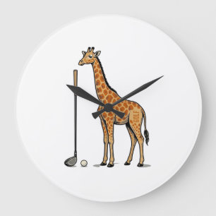 Relógio Grande Camisa Vintage Giraffe Golf Vector Gravura Desi