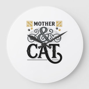 Relógio Grande Camisa Vintage Mãe Gato Design para Gatas Mães_1