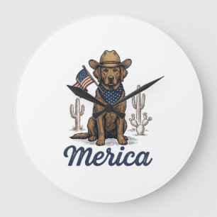 Relógio Grande Camisa Vintage Merica Cowboy Dog Bandeira American