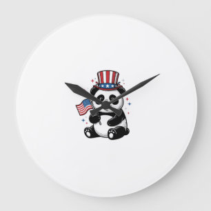 Relógio Grande Camisa Vintage Patriótica Panda Flag Design_1