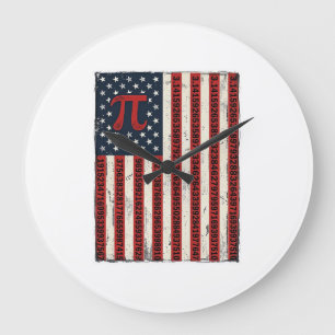 Relógio Grande Camisa Vintage Pi Bandeira Americana Design Profes