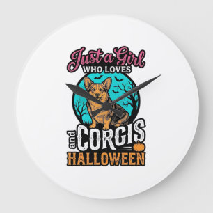 Relógio Grande Camisas de Gravura Vintage de Corgis e Menina de H