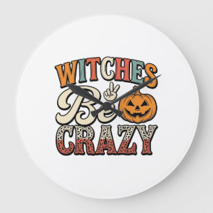 Relógio Grande Camisas de Halloween Vintage Feiticeiras Loucas De