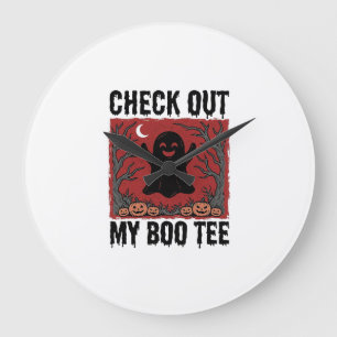 Relógio Grande Camiseta Assustador de Fantasma de Halloween Vinta