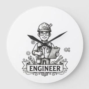 Relógio Grande Camiseta Blueprint de Engenheiro Desenho a Tinta V