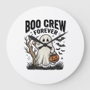 Relógio Grande Camiseta Boo Crew Forever Vintage Ghost Halloween 