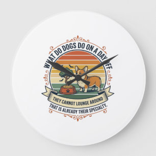 Relógio Grande Camiseta Citação de Gravura Vintage Dia de Cachorr