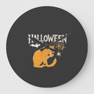 Relógio Grande Camiseta Clássica de Halloween do Gato Vampiro