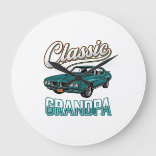 Relógio Grande Camiseta Clássica do Vô com Carro Antigo Design_1