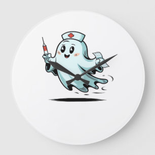 Relógio Grande camiseta clássica enfermeira fantasma_2
