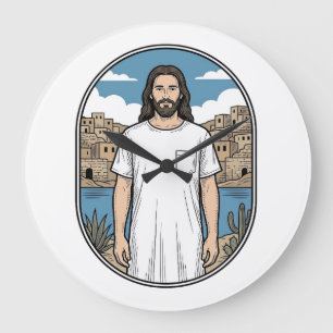 Relógio Grande Camiseta com Estampa de Figura Espiritual de Gravu