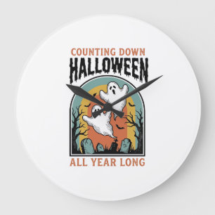 Relógio Grande Camiseta Contagem Regressiva de Halloween Gráfico