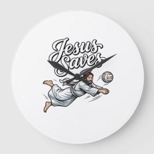 Relógio Grande Camiseta Cristã Antiga Jesus Salva Volei