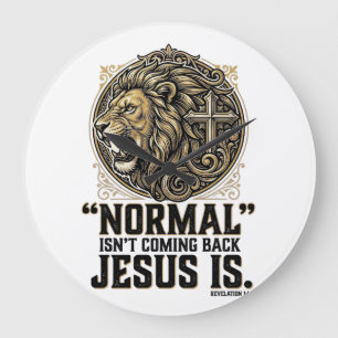 Relógio Grande Camiseta Cristã Cruz do Leão Jesus Está Voltando