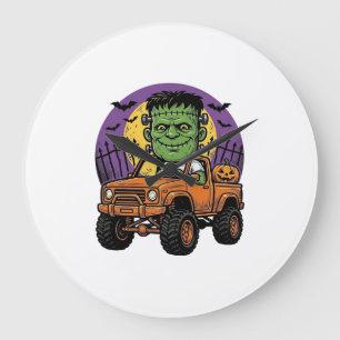 Relógio Grande Camiseta de Abóbora de Caminhão Monstro de Hallowe