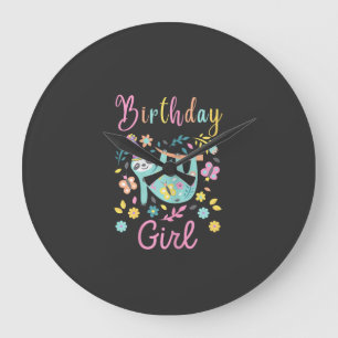 Relógio Grande Camiseta de Aniversário de Meninas Florais de Preg