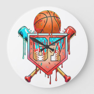Relógio Grande Camiseta de Basquete de Beisebol Número 67 Drip Es
