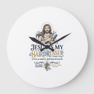 Relógio Grande Camiseta de Cabeleireiro Salão de Beleza Jesus Ins
