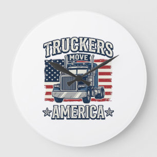 Relógio Grande Camiseta de caminhoneiro vintage Truckers Move Ame