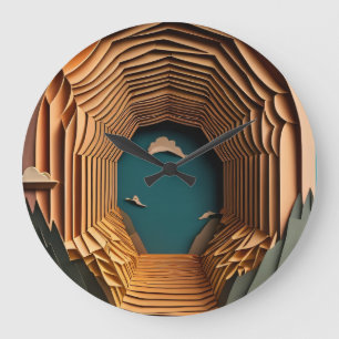 Relógio Grande Camiseta de design de arte em papel 3D