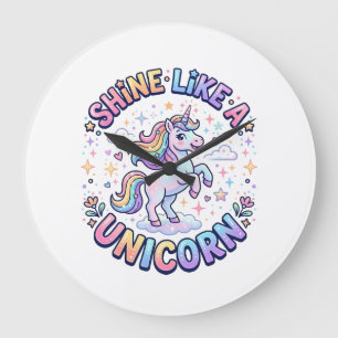 Relógio Grande Camiseta de Design Gráfico Unicórnio Brilhe Como u