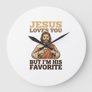 Relógio Grande Camiseta de Fé Vintage Engraçada Jesus Ama Você De