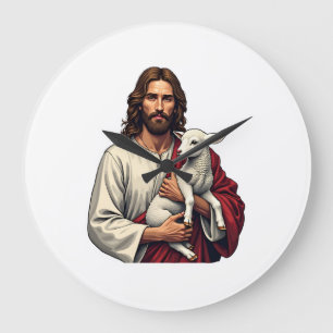 Relógio Grande Camiseta de Gravura Vintage Bom Pastor Jesus 2