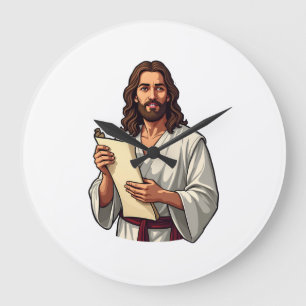 Relógio Grande Camiseta de Gravura Vintage com Escrita de Jesus 2