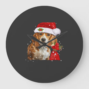 Relógio Grande Camiseta De Natal Do Cão Beagle Cachorro De Natal