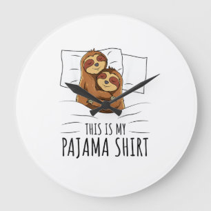 Relógio Grande Camiseta de pijama do amante de preguiça dormindo