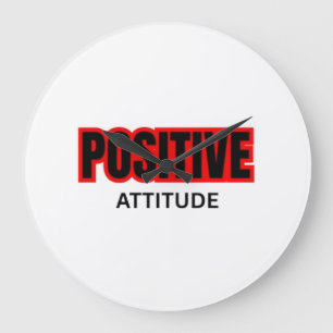 Relógio Grande Camiseta de Tipografia Motivacional Atitude Positi