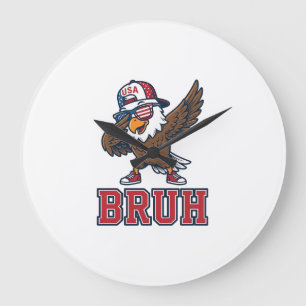 Relógio Grande Camiseta Desenho de Águia Patriótica Bruh Vintage