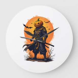 Relógio Grande Camiseta do Samurai Abóbora � Guerreiro do Hallowe