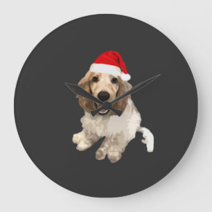 Relógio Grande Camiseta Essencial Cocker Spaniel de Natal (Branco