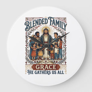 Relógio Grande Camiseta Família Mista de Jesus Família Reconstitu