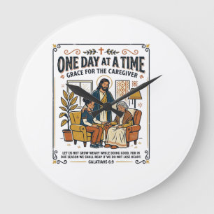 Relógio Grande Camiseta Gráfica Jesus Cuidando dos Pais Idosos Cr