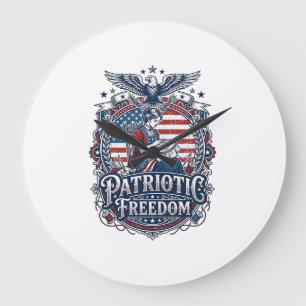 Relógio Grande Camiseta Gráfica Vetorial de Bordado Cruz Patrióti