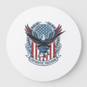 Relógio Grande Camiseta Gráfica Vetorial de Formatura Patriótica
